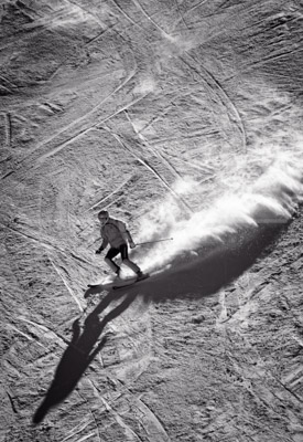 HD_P-23 - Skier head down on slopes at Seven Springs Mountain Resort.
