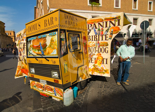 HD_P-35 - Domos Bar, street vendor near entrance to St Peter's Square in Rome, on first day of Italy trip, October 2007.