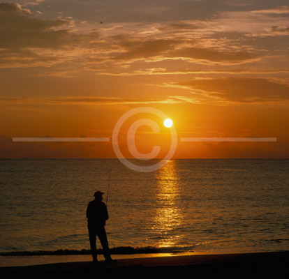 HD_P-41 - Fisherman on beach at Hollywood Florida at sunrise.