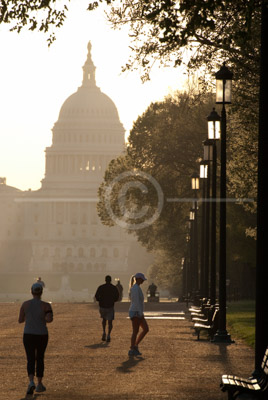 HD_P-43 - Joggers on the Mall in Washington, DC with the Capitol in the background.