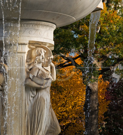 HD_STC-68 - Closeup view of Dupont Circle fountain statue depicting the sea with Fall folliage in background.