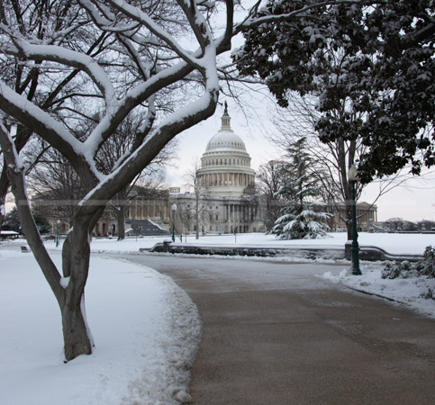 HD_STC-72 - Eastern side of the U.S. Capitol after a late Winter snowstorm.