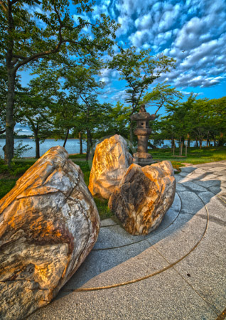 HD_STC-81 - Stone Lantern located next to the Tidal Basin in Washington, DC on a summer morning in July.